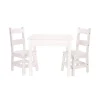Wood Table and Chairs 3-Piece Set, White