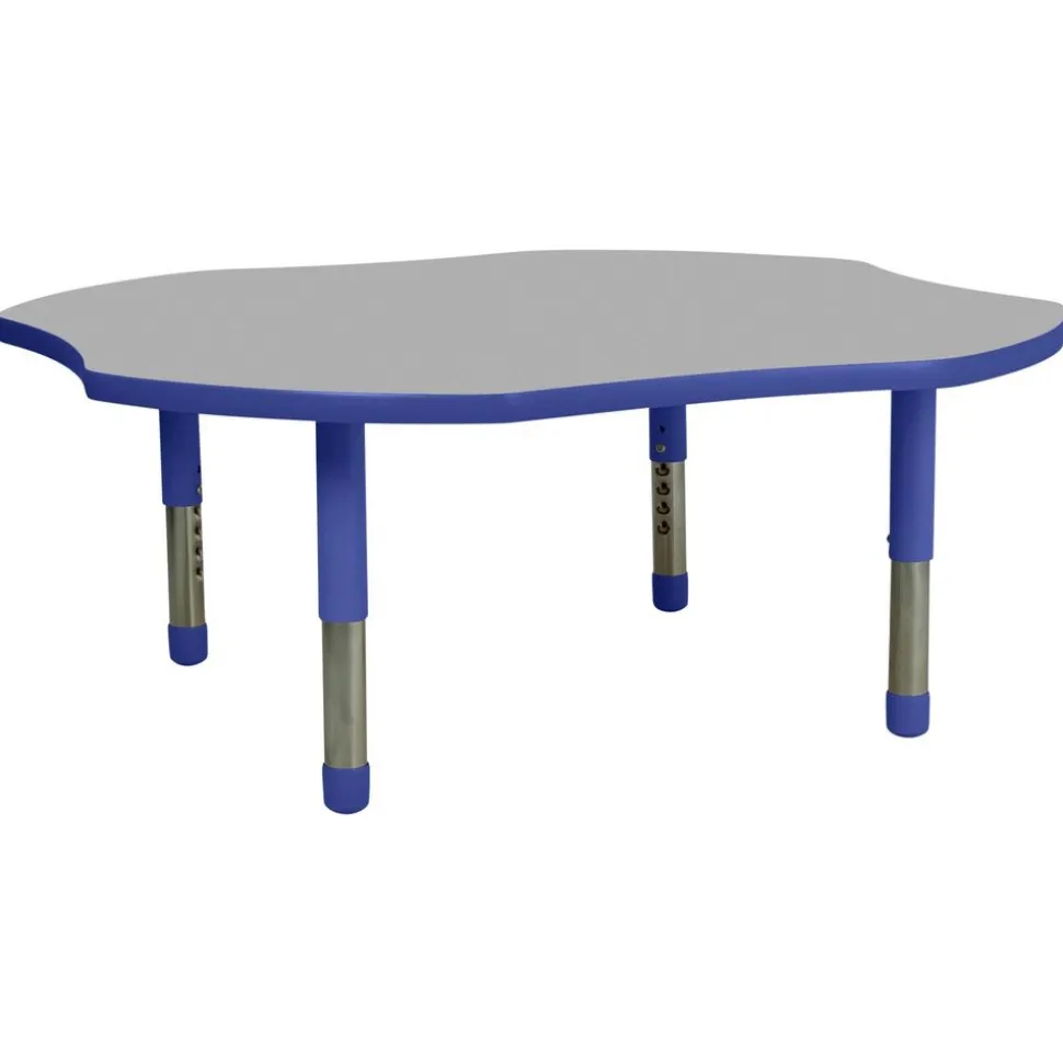 48" x 48" Clover Activity Table with Adjustable Tiny Tot Legs - Gray/Blue