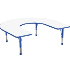 60" x 66" Horseshoe Dry-Erase Activity Table with Adjustable Chunky Legs - White/Blue