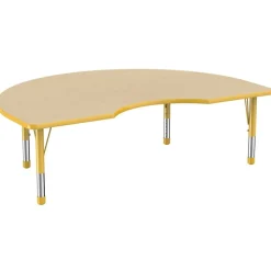 48" x 72" Kidney Activity Table with Adjustable Chunky Legs - Maple/Yellow