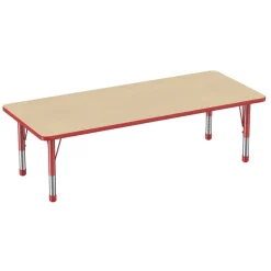 30" x 72" Rectangle Activity Table with Adjustable Chunky Legs - Maple/Red