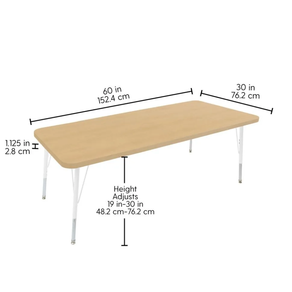 30" x 60" Rectangle Activity Table with Standard Legs - Maple/White