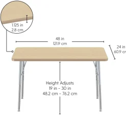 24" x 48" Rectangle Activity Table with Adjustable Swivel Glide Legs - Sanddrift/Silver