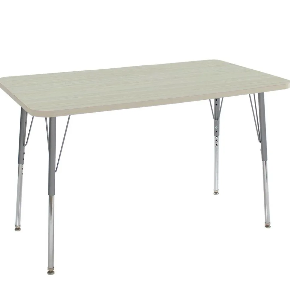 24" x 48" Rectangle Activity Table with Adjustable Swivel Glide Legs - Sanddrift/Silver