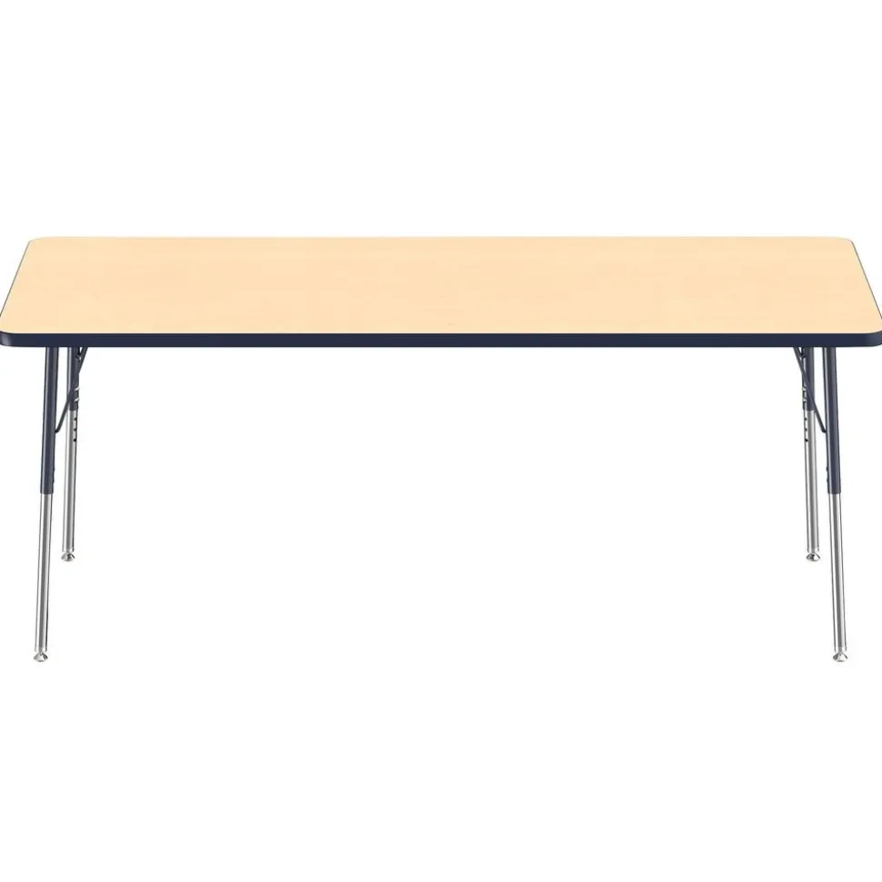 30" x 72" Rectangle Activity Table with Adjustable Swivel Glide Legs - Maple/Navy