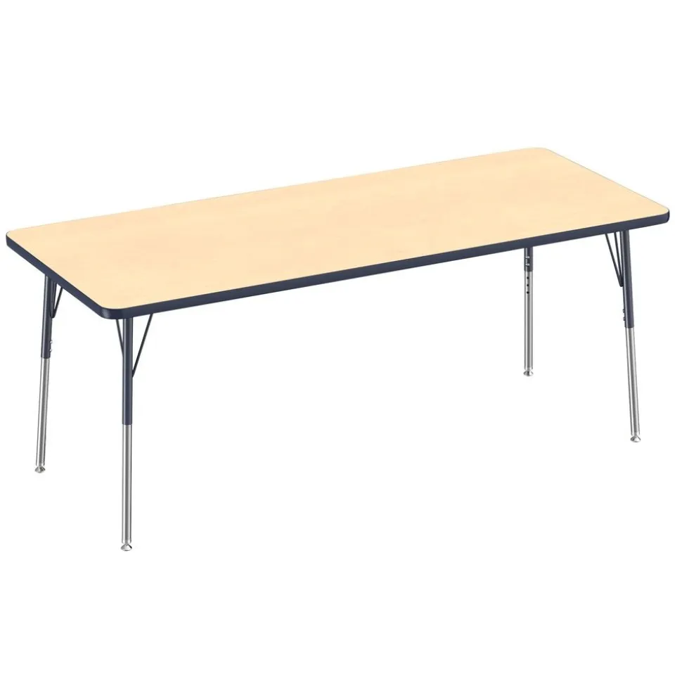 30" x 72" Rectangle Activity Table with Adjustable Swivel Glide Legs - Maple/Navy