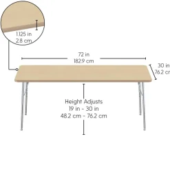 30" x 72" Rectangle Activity Table with Adjustable Swivel Glide Legs - Sanddrift/Silver