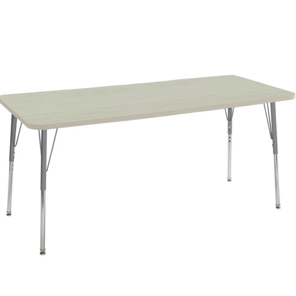 30" x 72" Rectangle Activity Table with Adjustable Swivel Glide Legs - Sanddrift/Silver