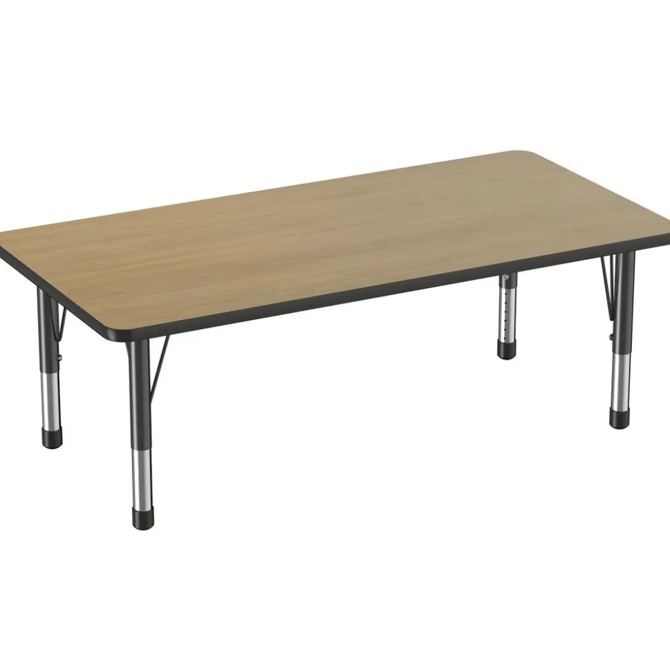 30" x 60" Rectangle Activity Table with Adjustable Chunky Legs - Pasadena Oak/Black