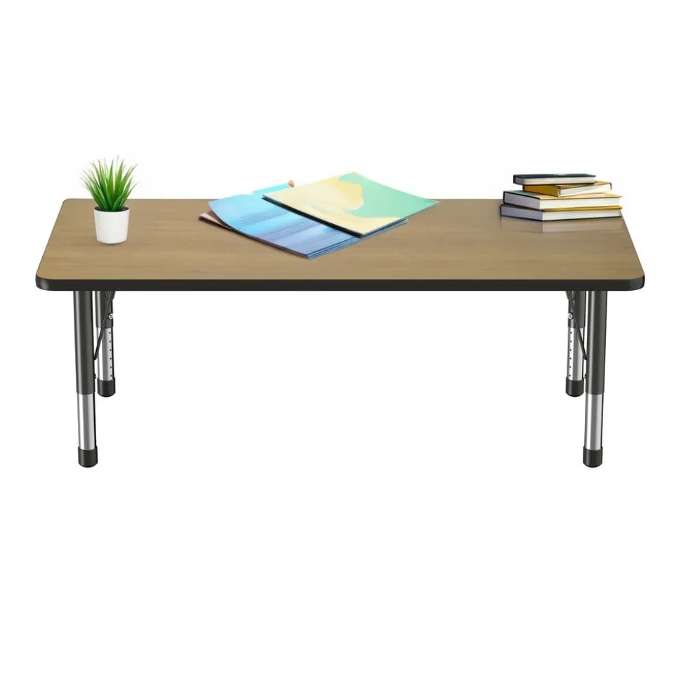 30" x 60" Rectangle Activity Table with Adjustable Chunky Legs - Pasadena Oak/Black