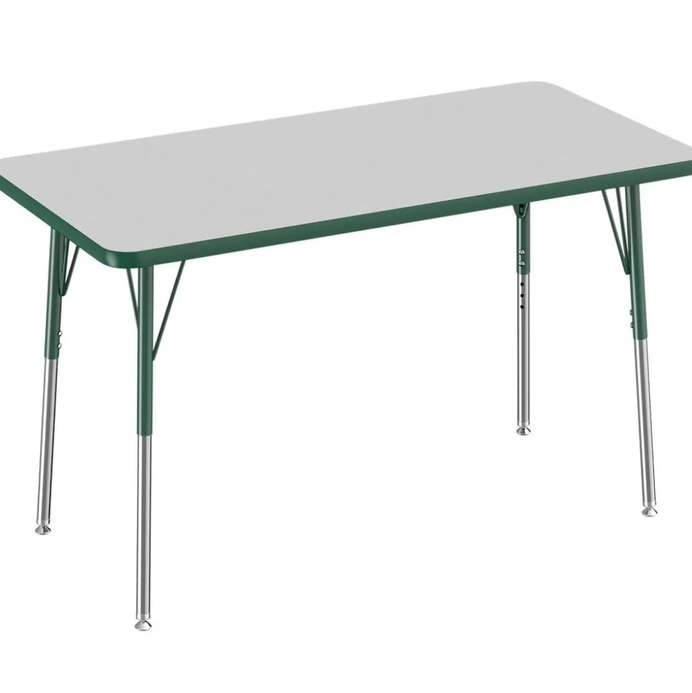 24" x 48" Rectangle Activity Table with Adjustable Swivel Glide Legs - Gray/Green