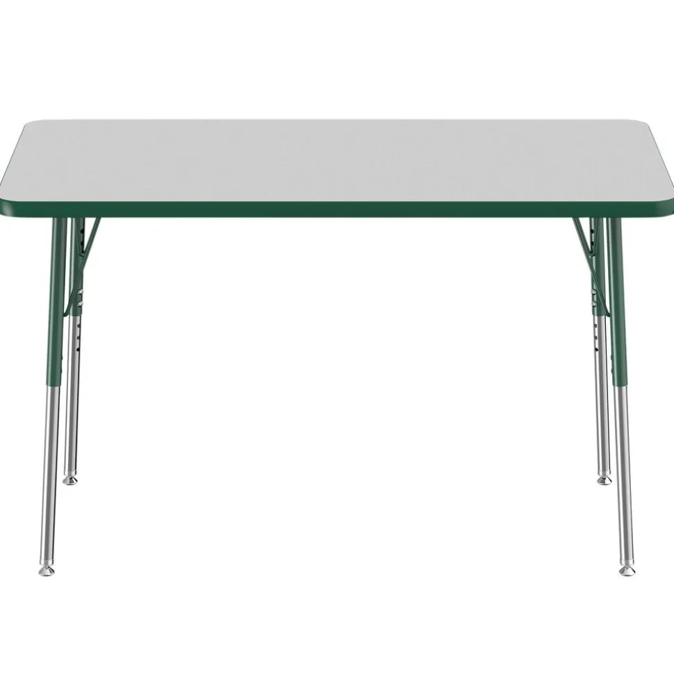 24" x 48" Rectangle Activity Table with Adjustable Swivel Glide Legs - Gray/Green