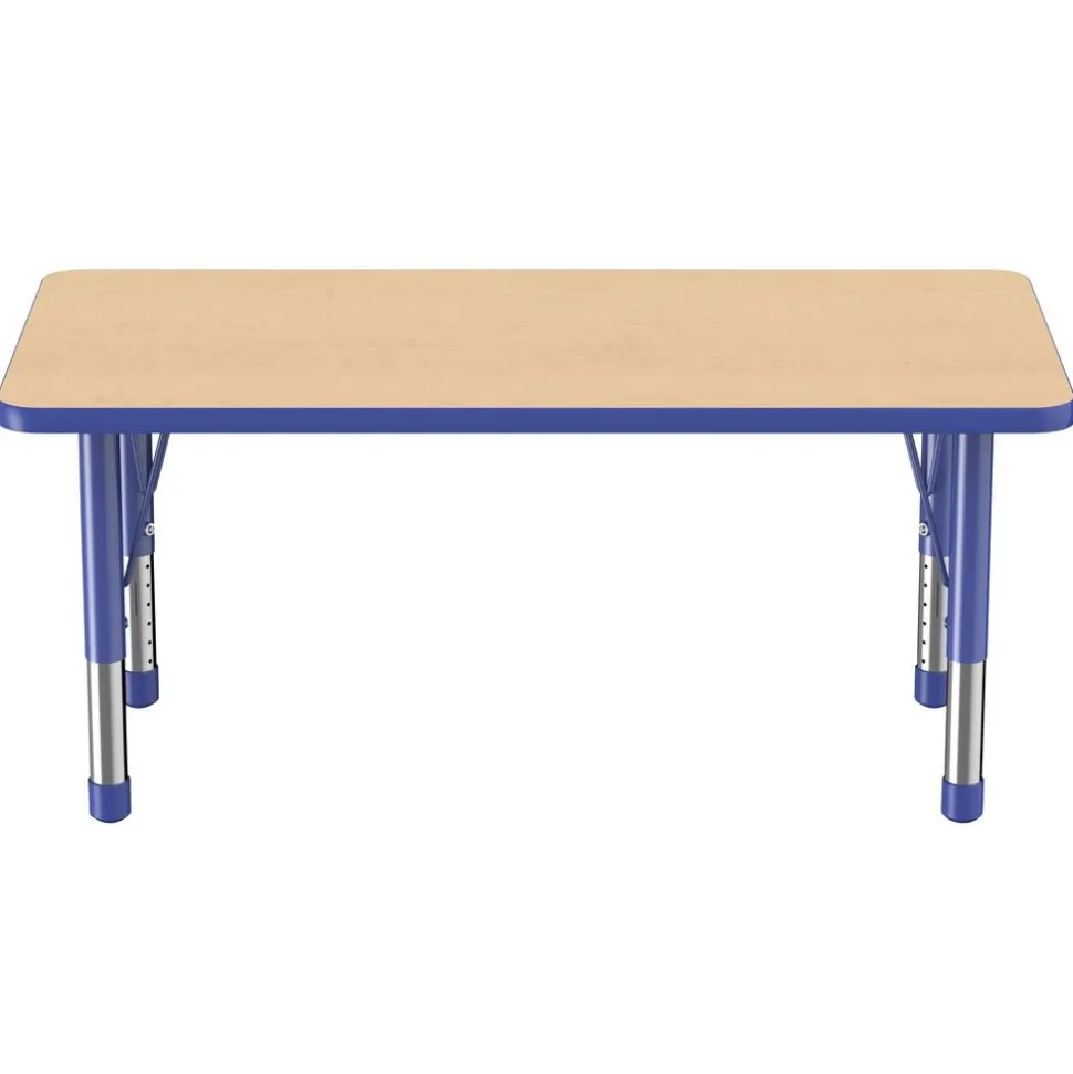 24" x 48" Rectangle Activity Table with Adjustable Chunky Legs - Maple/Blue