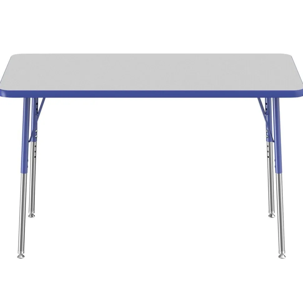 24" x 48" Rectangle Activity Table with Adjustable Swivel Glide Legs - Gray/Blue