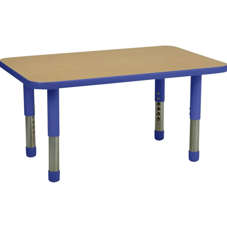 24" x 36" Rectangle Activity Table with Adjustable Tiny Tot Legs - Maple/Blue