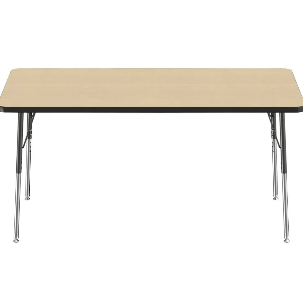 30" x 60" Rectangle Activity Table with Adjustable Swivel Glide Legs - Maple/Black