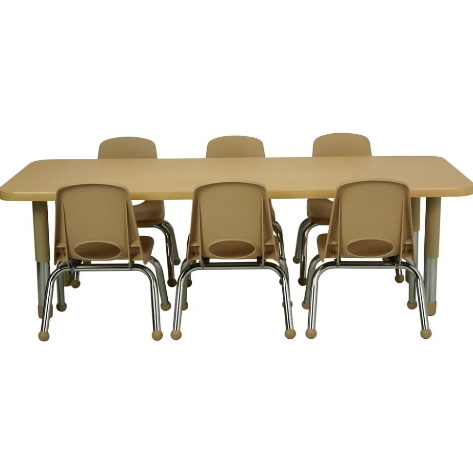 24" x 60" Rectangle Activity Table with Adjustable Tiny Tot Legs - Maple/Maple