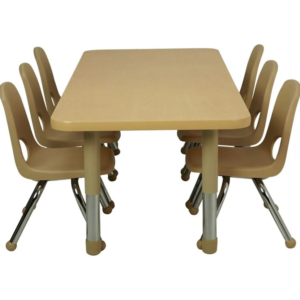 24" x 60" Rectangle Activity Table with Adjustable Tiny Tot Legs - Maple/Maple