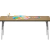 24" x 72" Rectangle Activity Table with Adjustable Swivel Glide Legs - Pasadena Oak/Black