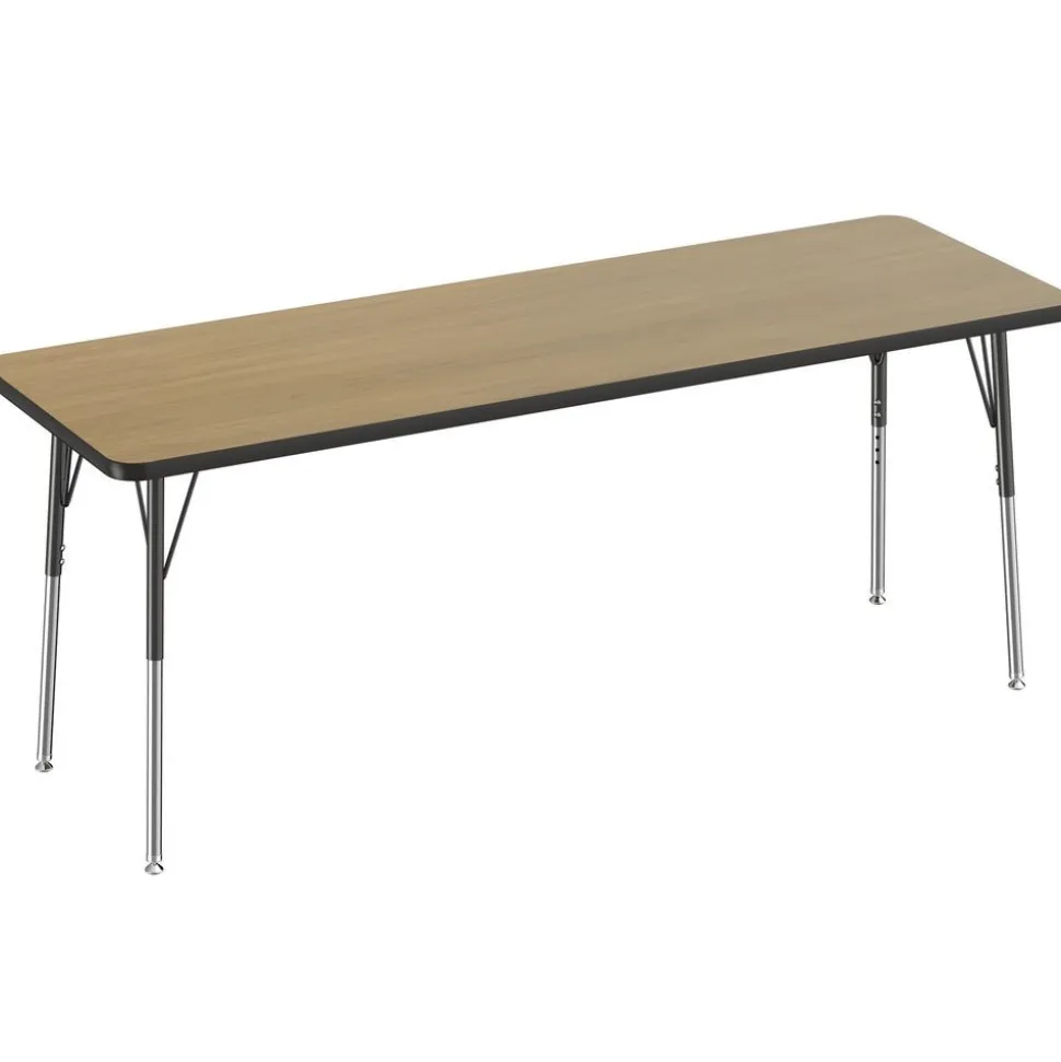 24" x 72" Rectangle Activity Table with Adjustable Swivel Glide Legs - Pasadena Oak/Black