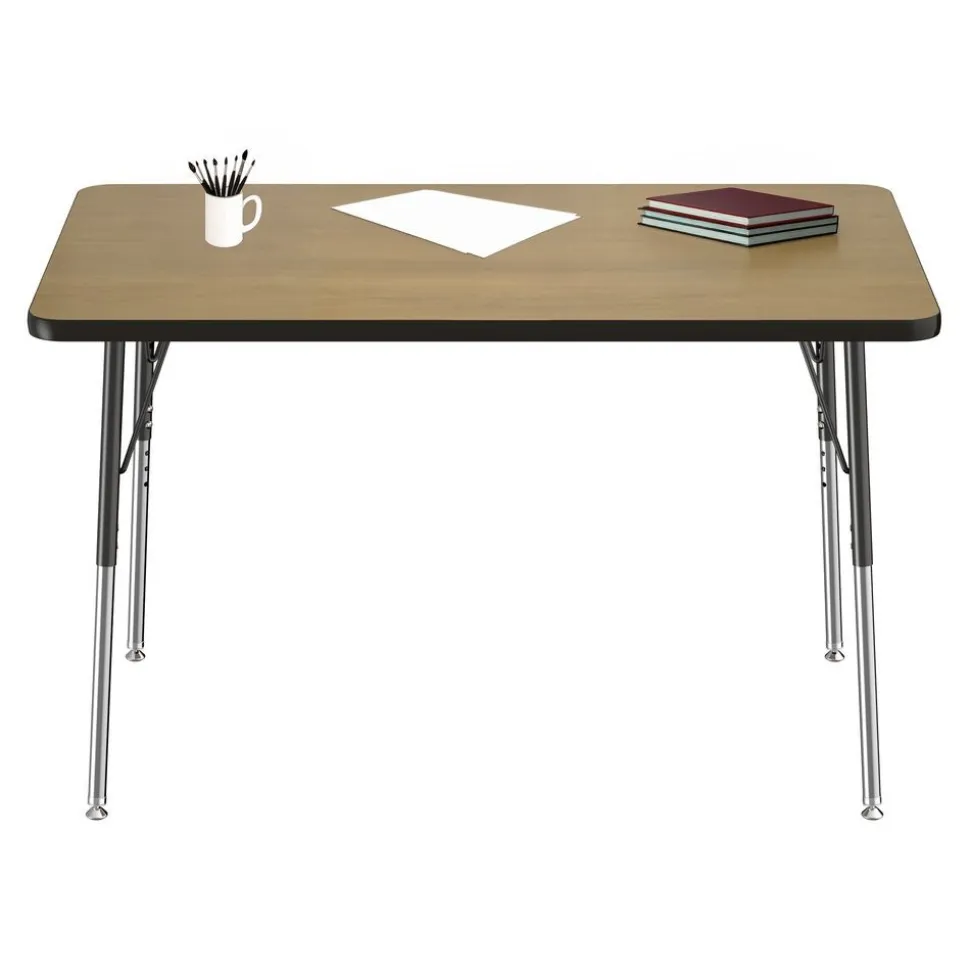 30" x 48" Rectangle Activity Table with Adjustable Swivel Glide Legs - Pasadena Oak/Black