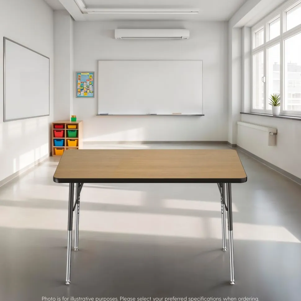 30" x 48" Rectangle Activity Table with Adjustable Swivel Glide Legs - Pasadena Oak/Black