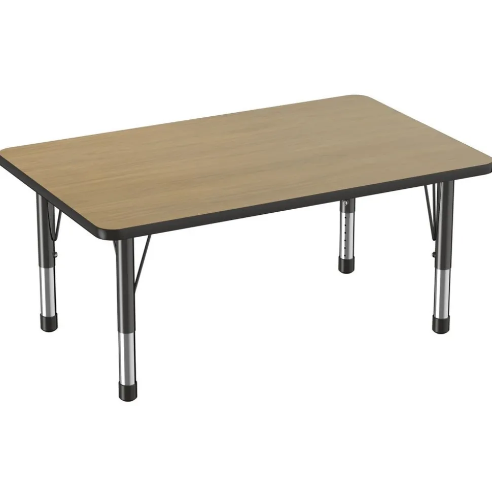 30" x 48" Rectangle Activity Table with Adjustable Chunky Legs - Pasadena Oak/Black