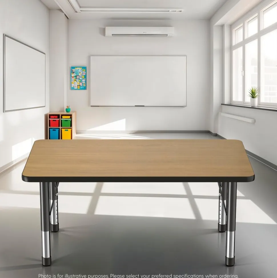 30" x 48" Rectangle Activity Table with Adjustable Chunky Legs - Pasadena Oak/Black