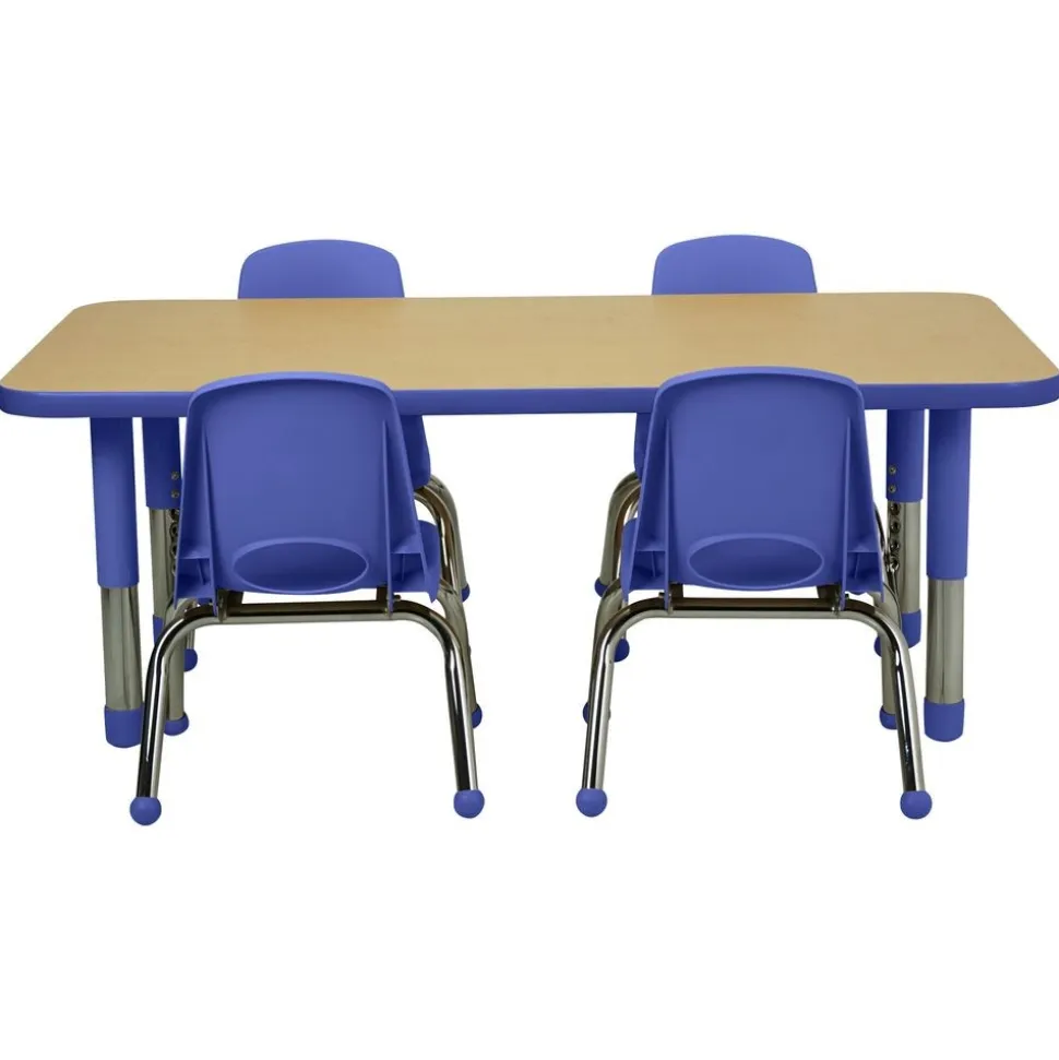 24" x 48" Rectangle Activity Table with Adjustable Tiny Tot Legs - Maple/Blue