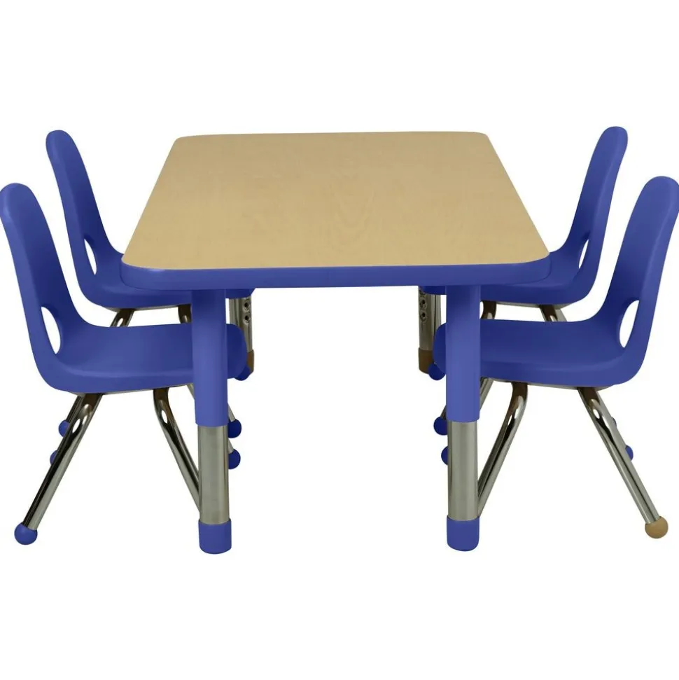 24" x 48" Rectangle Activity Table with Adjustable Tiny Tot Legs - Maple/Blue