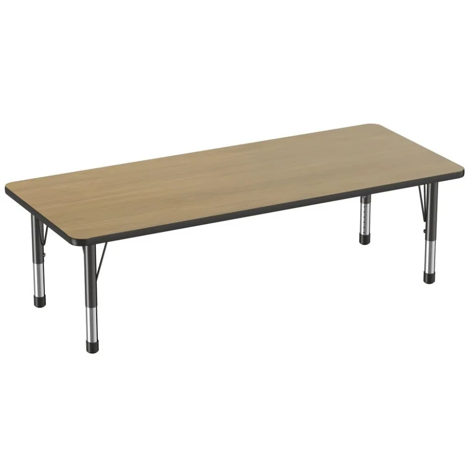 30" x 72" Rectangle Activity Table with Adjustable Chunky Legs - Pasadena Oak/Black