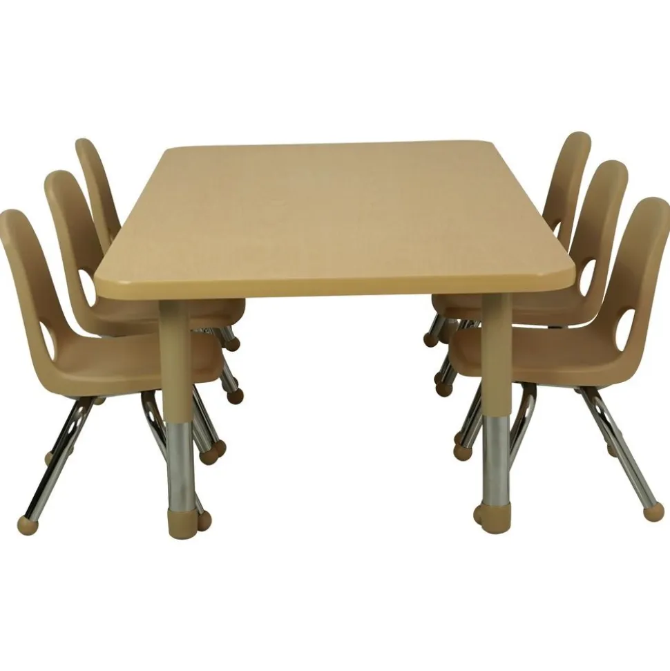 30" x 60" Rectangle Activity Table with Adjustable Tiny Tot Legs - Maple/Maple