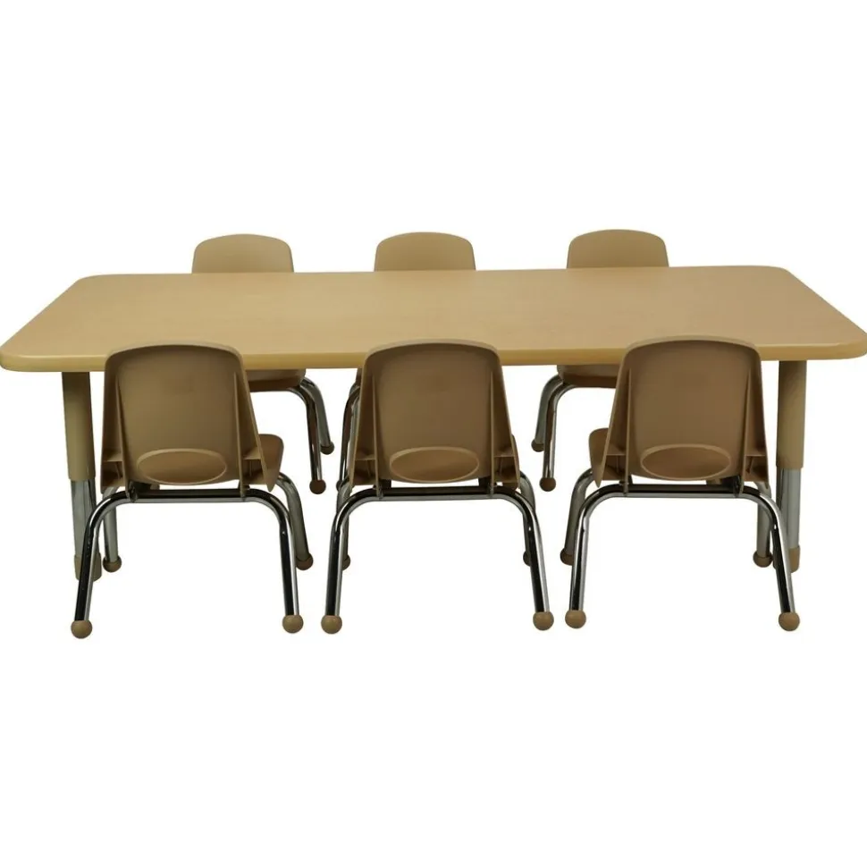 30" x 60" Rectangle Activity Table with Adjustable Tiny Tot Legs - Maple/Maple