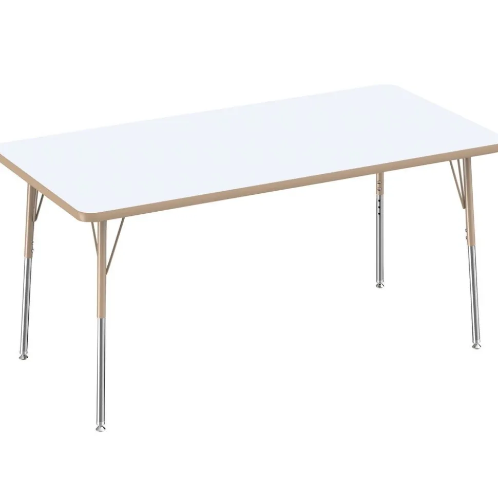 30" x 60" Rectangle Dry-Erase Activity Table with Adjustable Swivel Glide Legs - White/Maple