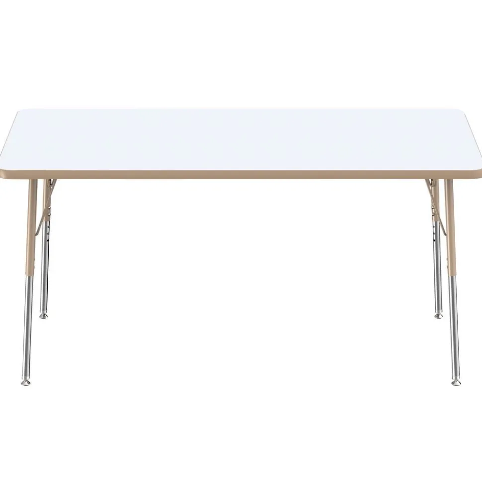 30" x 60" Rectangle Dry-Erase Activity Table with Adjustable Swivel Glide Legs - White/Maple