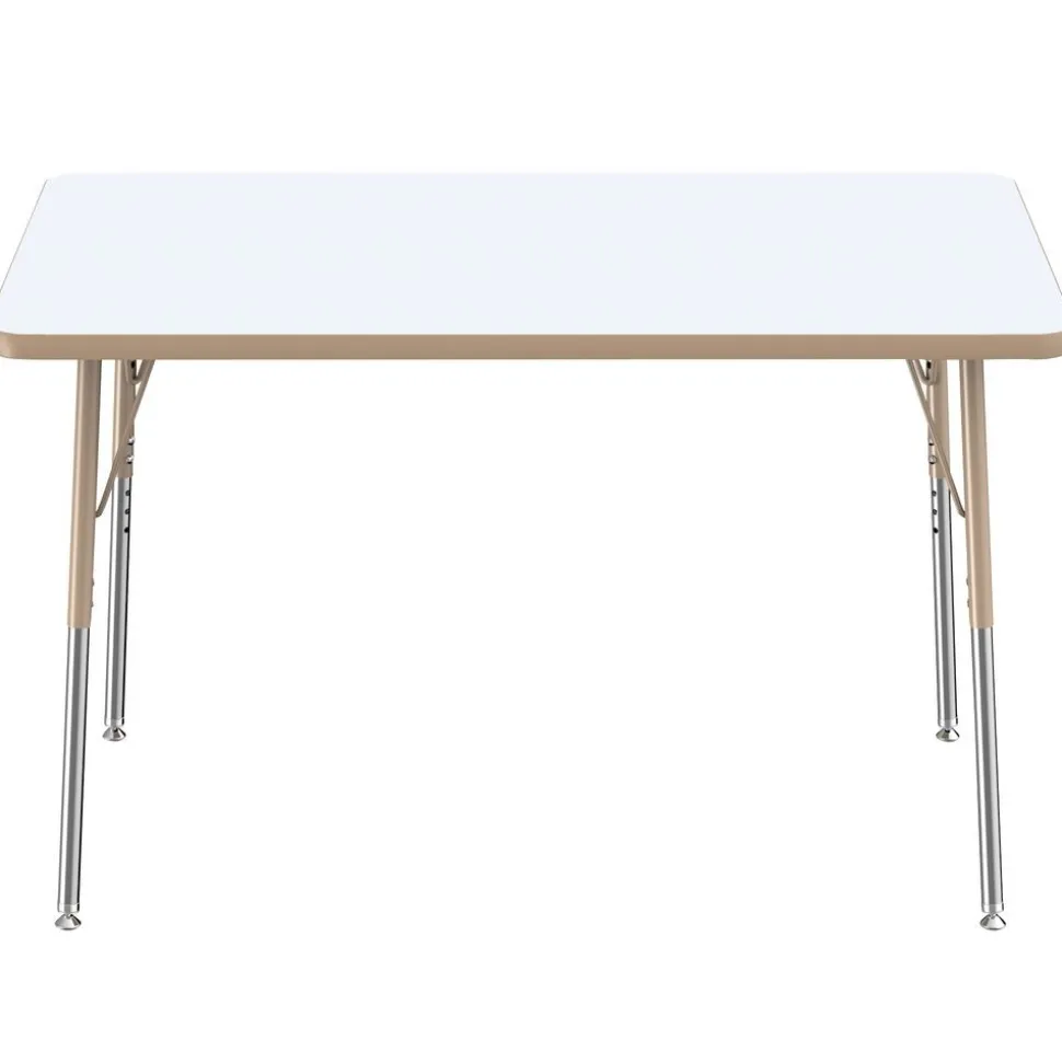30" x 48" Rectangle Dry-Erase Activity Table with Adjustable Swivel Glide Legs - White/Maple