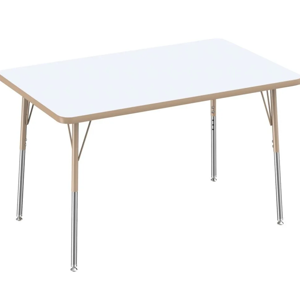 30" x 48" Rectangle Dry-Erase Activity Table with Adjustable Swivel Glide Legs - White/Maple