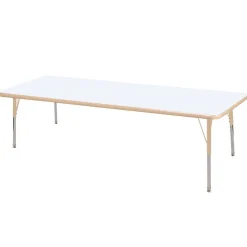 30" x 72" Rectangle Dry-Erase Activity Table with Adjustable Swivel Glide Legs - White/Maple