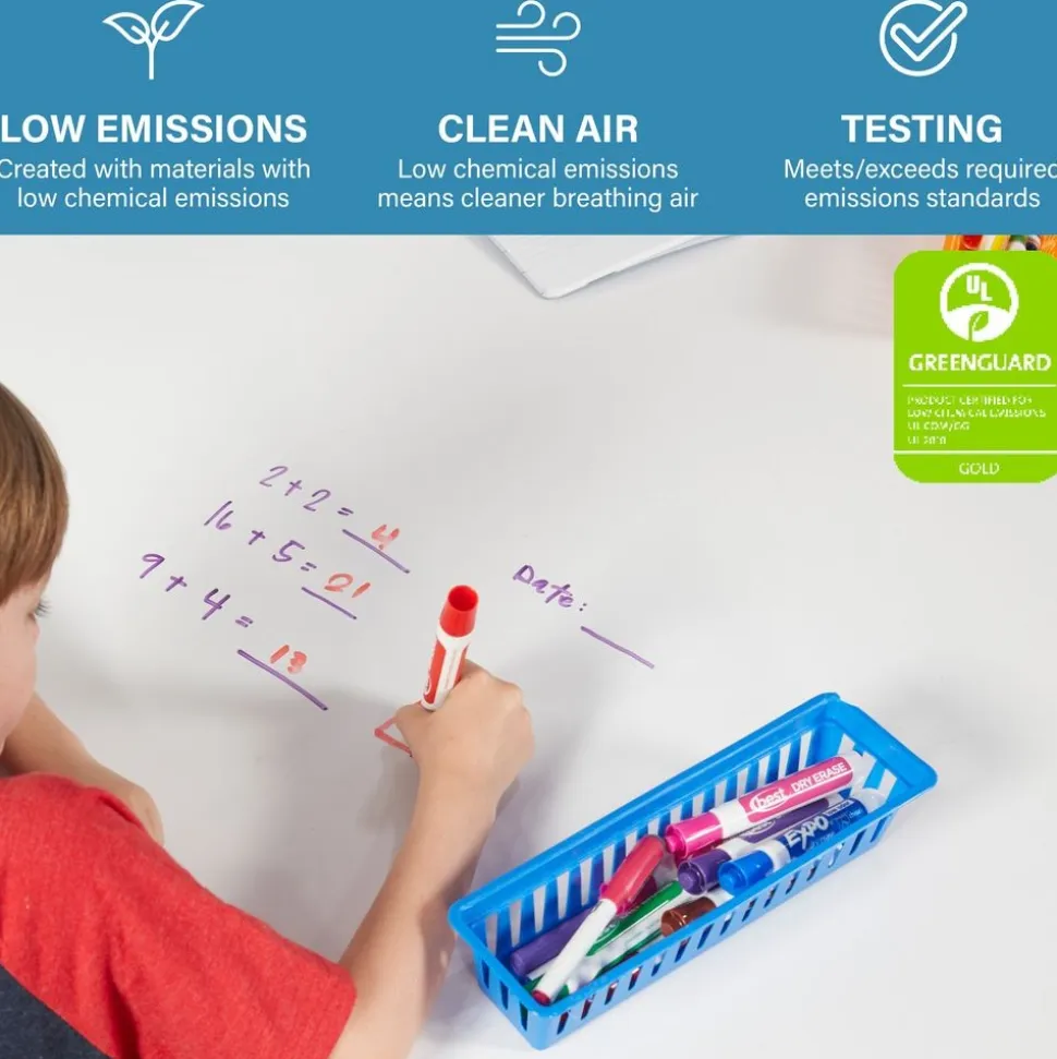 30" x 72" Rectangle Dry-Erase Activity Table with Adjustable Swivel Glide Legs - White/Maple