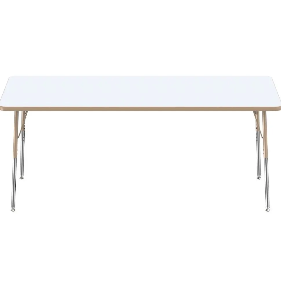 30" x 72" Rectangle Dry-Erase Activity Table with Adjustable Swivel Glide Legs - White/Maple