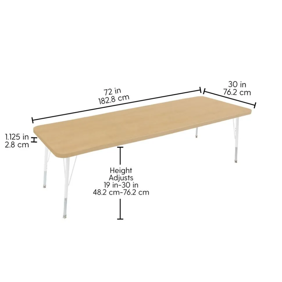 30" x 72" Rectangle La Madera Activity Table with Standard Legs - Maple/White