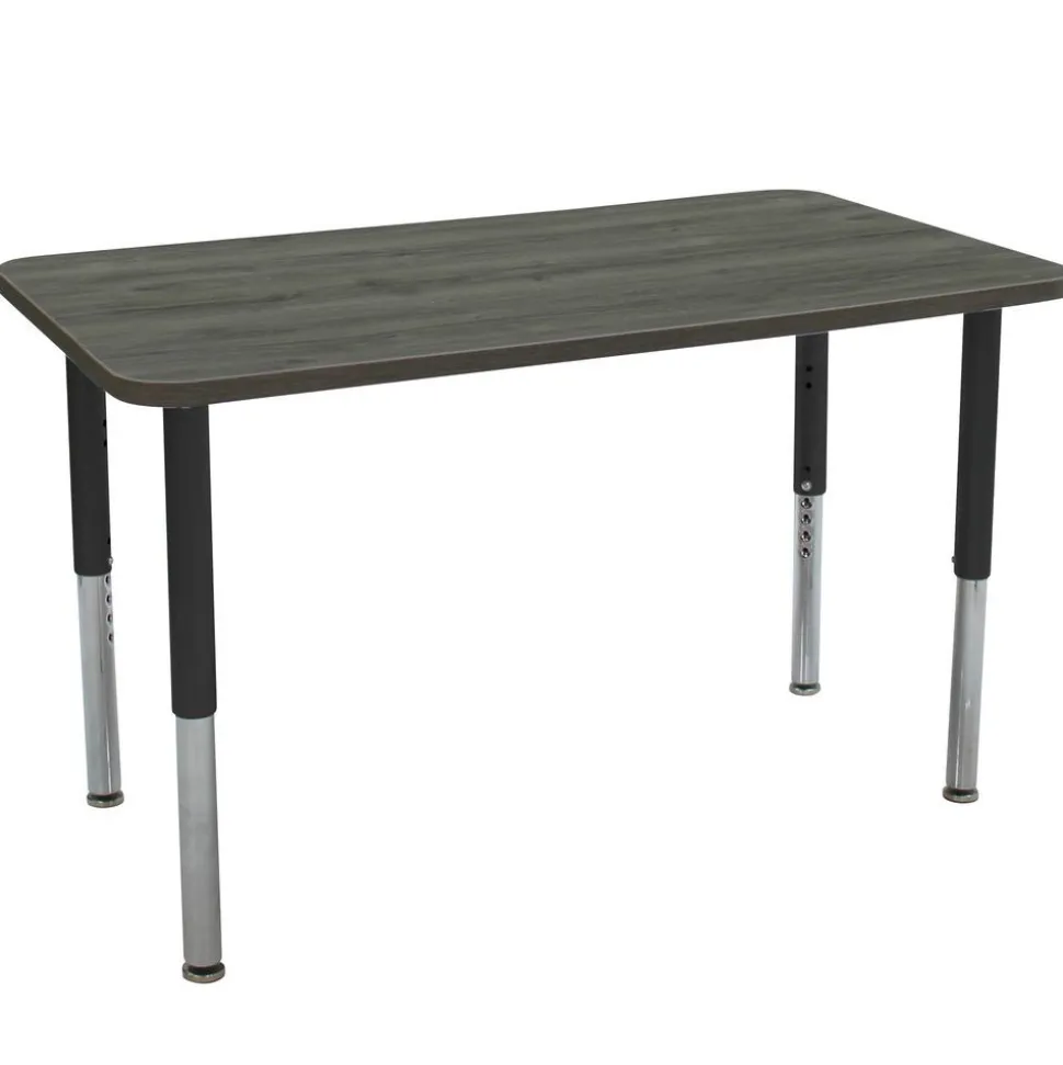 24" x 48" Rectangle La Madera Activity Table with Adjustable Super Legs - Gray Wood/Black