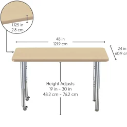 24" x 48" Rectangle La Madera Activity Table with Adjustable Super Legs - Gray Wood/Silver