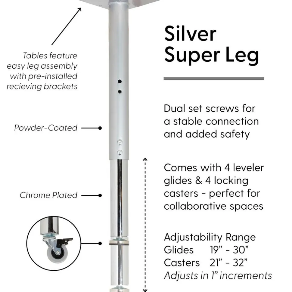 24" x 48" Rectangle La Madera Activity Table with Adjustable Super Legs - Light Gray Wood/Silver