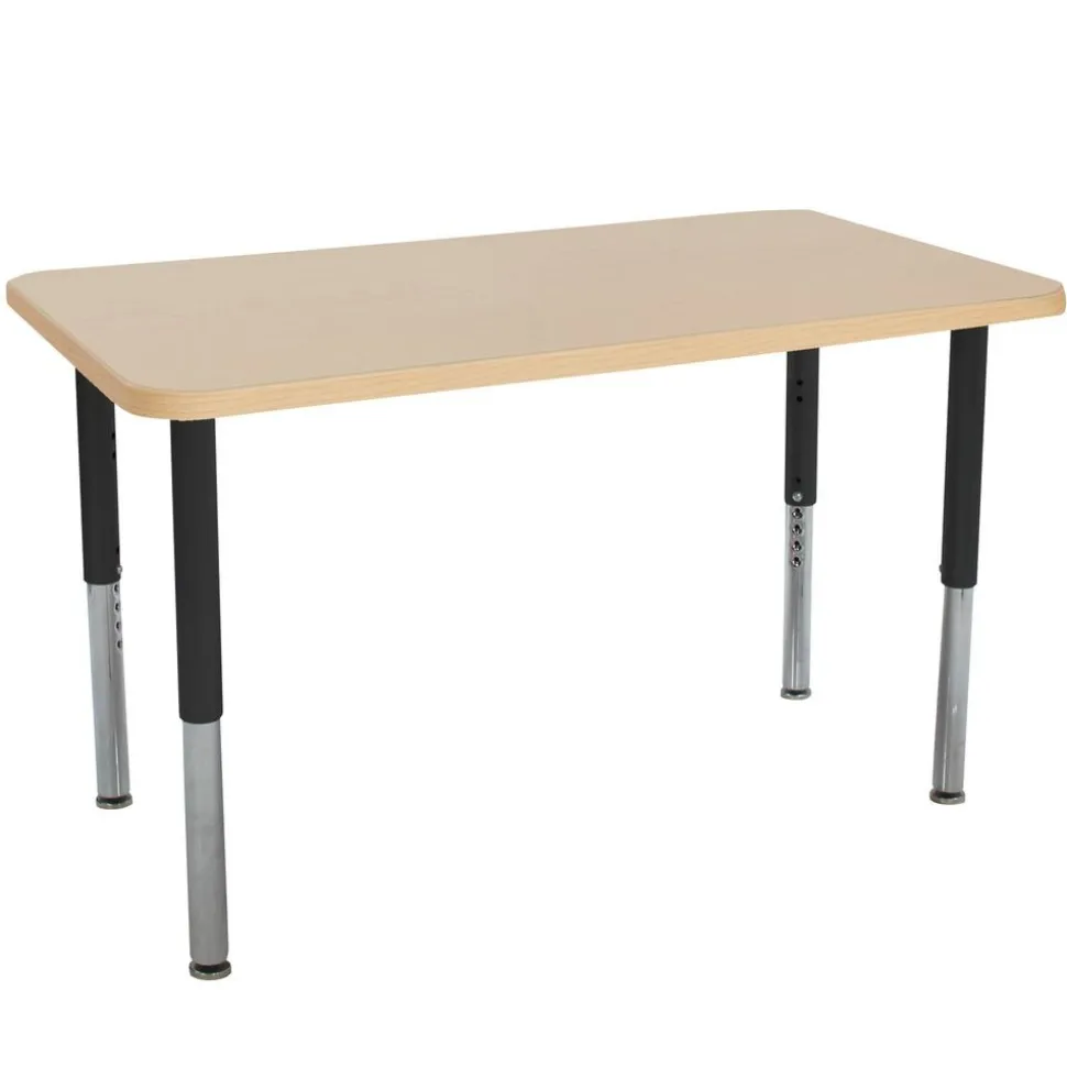 24" x 48" Rectangle La Madera Activity Table with Adjustable Super Legs - Maple/Black