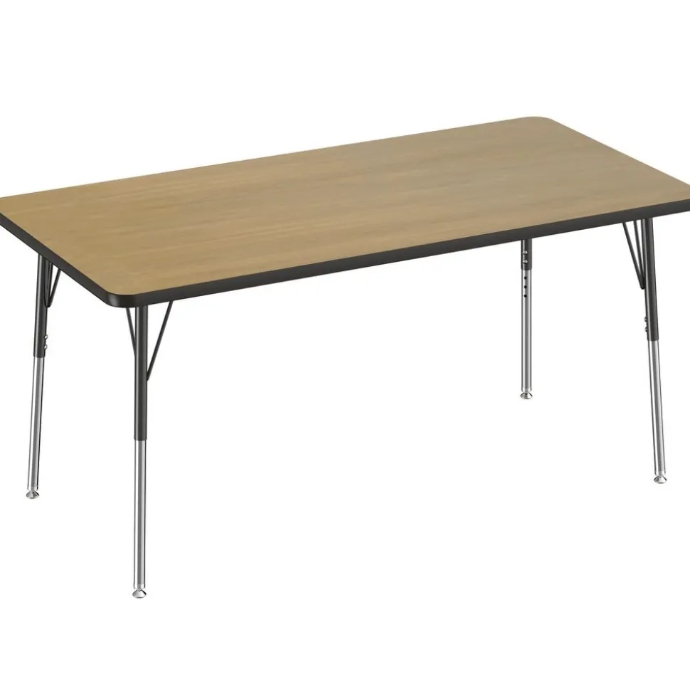 30" x 60" Rectangle Table with Adjustable Swivel Glide Legs - Pasadena Oak/Black