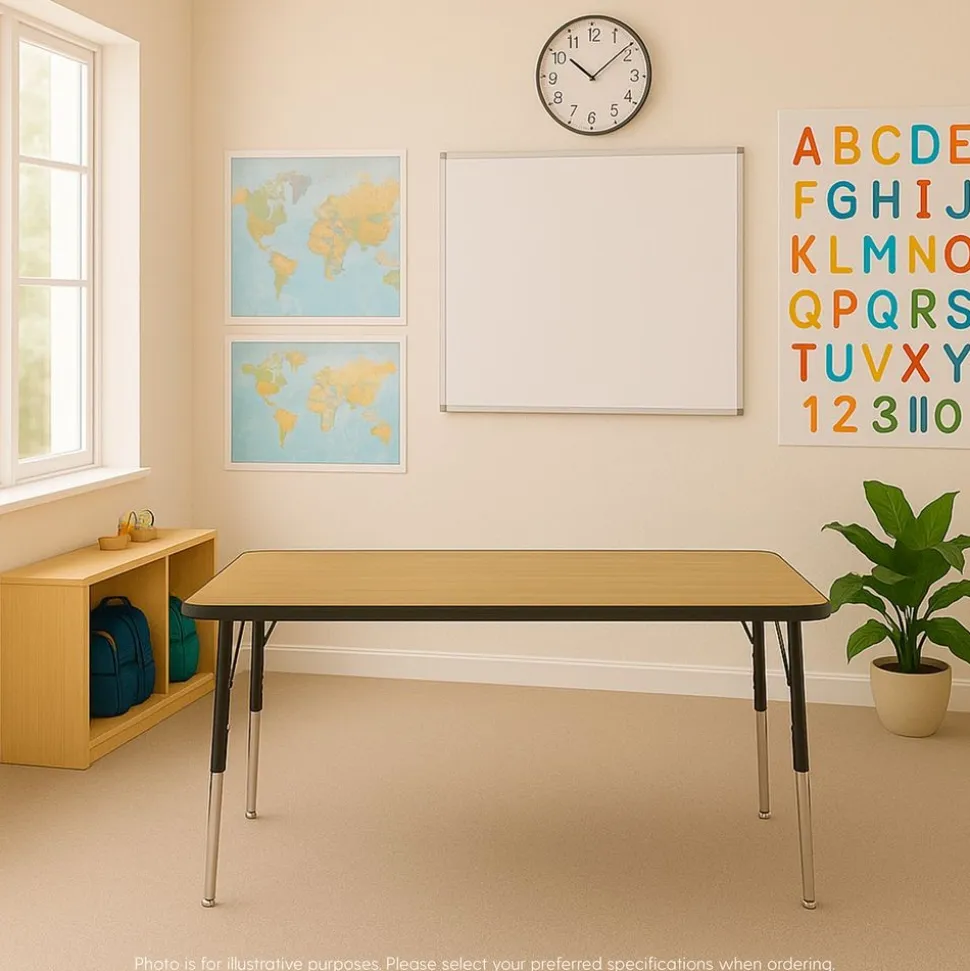 30" x 60" Rectangle Table with Adjustable Swivel Glide Legs - Pasadena Oak/Black
