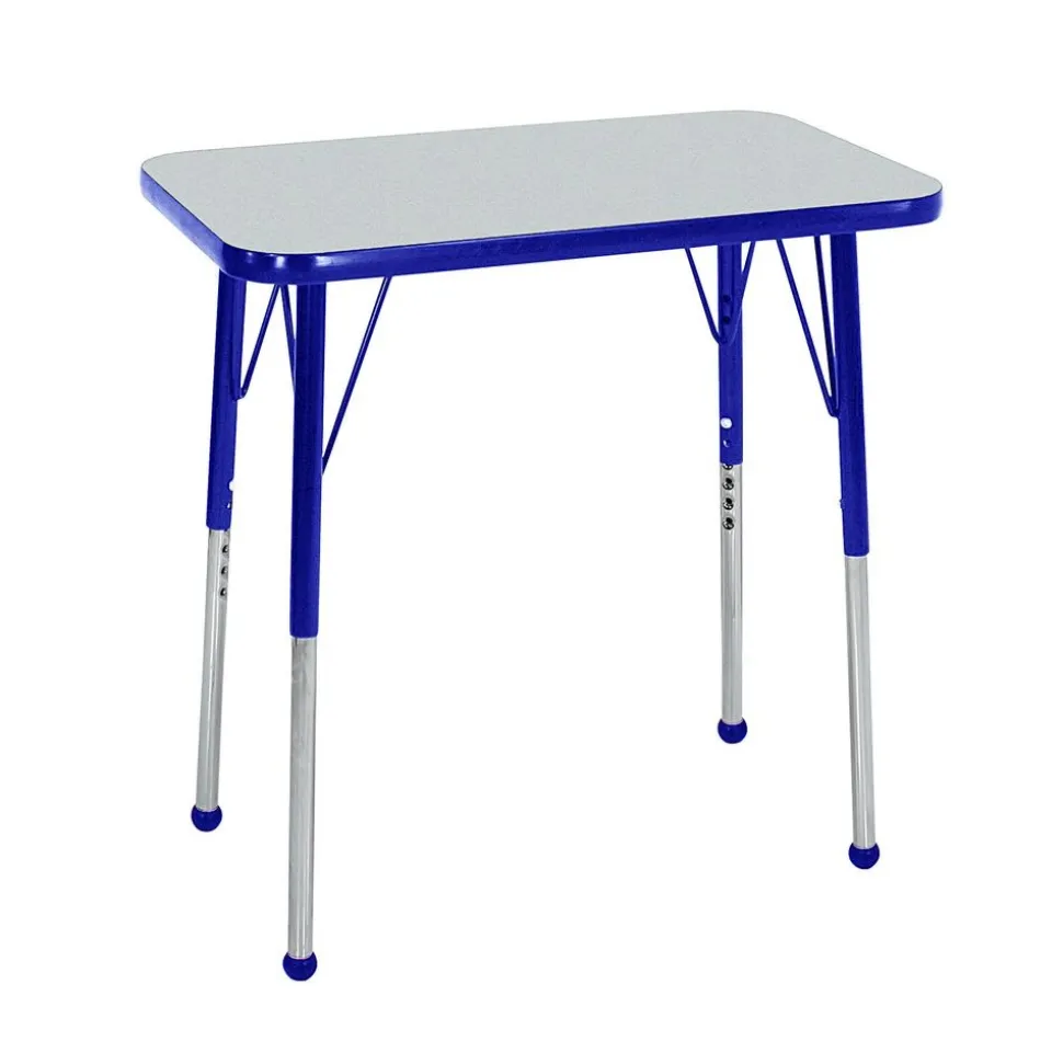 18" x 30" Rectangle Table with Adjustable Swivel Glide Legs - Gray/Blue