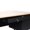 30x60 Right Side Single Pedestal Desk with 3 Locking Drawers, White Oak Top and Black Frame
