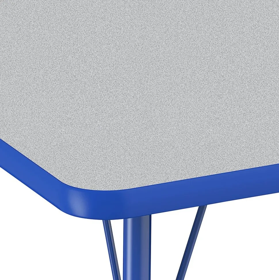 18" x 30" Trapezoid Table with Adjustable Swivel Glide Legs - Gray/Blue
